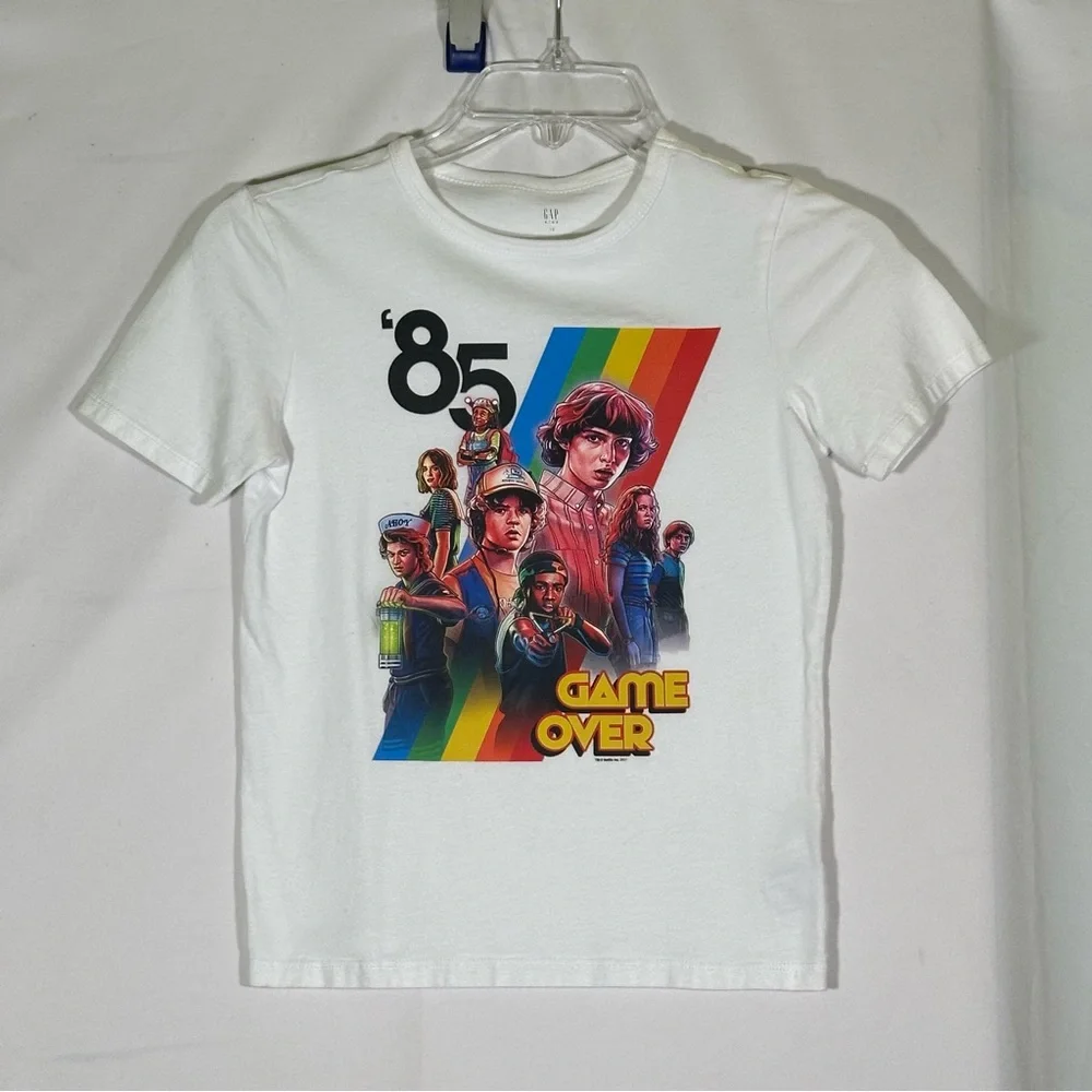 GAP Kids 1985 Game Over Stranger Things Soft‎ White T-shirt size 10